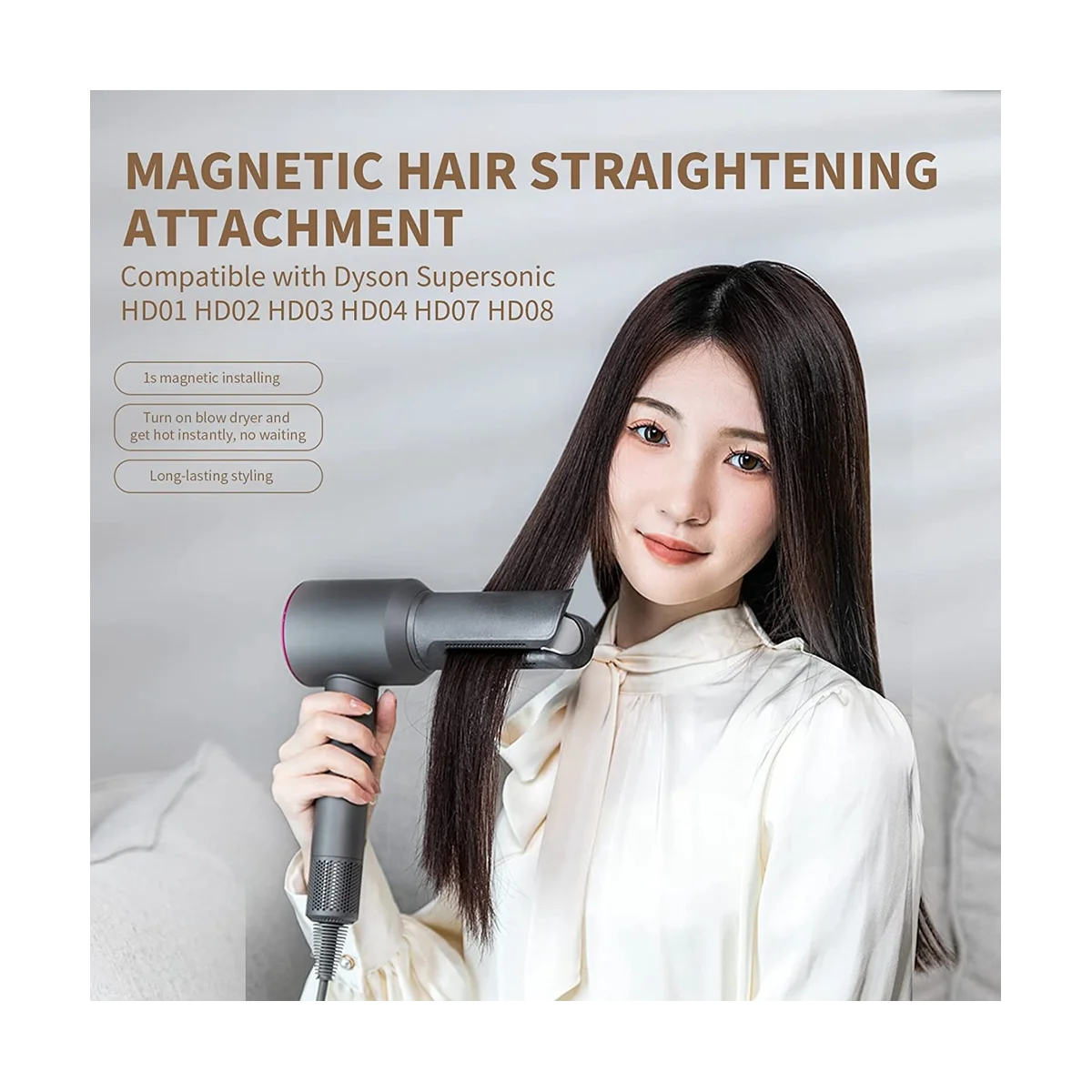 Hair Straightener Attachment for Dyson Supersonic Hair Dryer HD01 HD02 HD03 HD04 HD07 HD08 HD15 Accessories