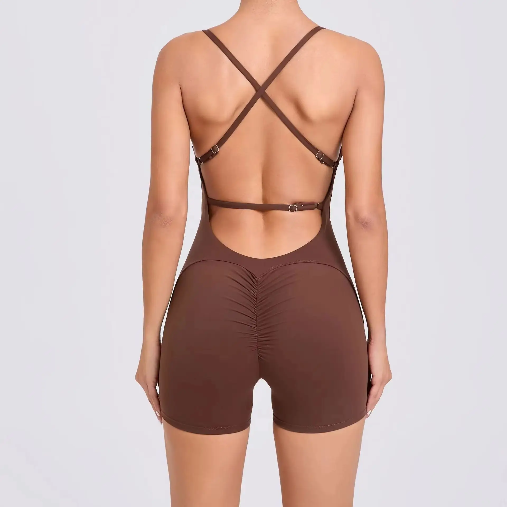 One-Piece Yoga Set Women Whole Sports Set Gym Short Training Set Sexy Clowns Sleeveless Workout Suit Women Gym Suits Sexy