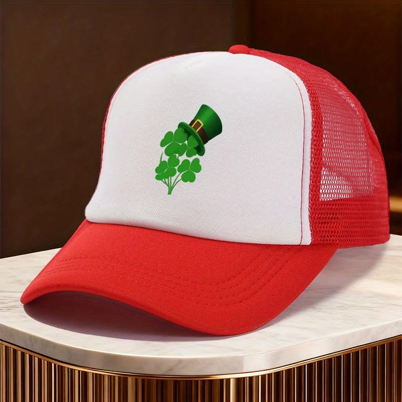Irish Shamrock Leprechaun Hat Trucker Hat Mesh Adjustable Unisex Casual Baseball Cap for St Patrick Day