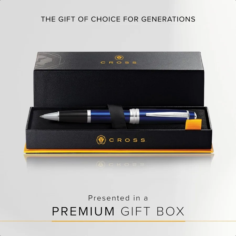 Bailey nachfüllbarer Tintenroller, präsentiert in einer Premium-Geschenkbox, mittlere Spitze, schwarze Tinte, Blau