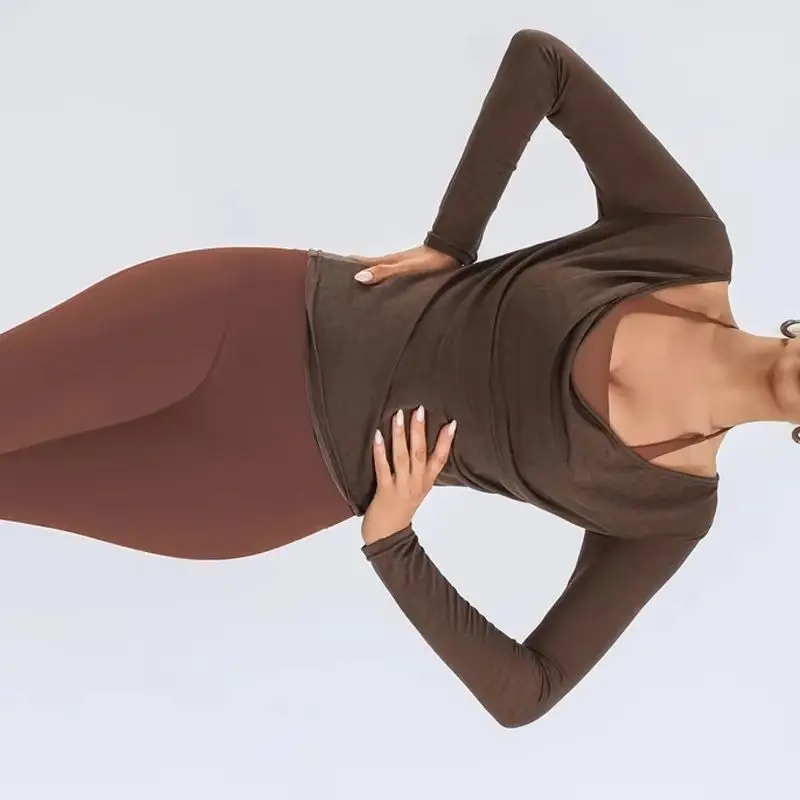 Women's Sportswear Quick Dry Sports Long Sleeve Top Sports Fitness Vest High Waist Scrunch Butt Leggings Gym Clothes Tracksuit