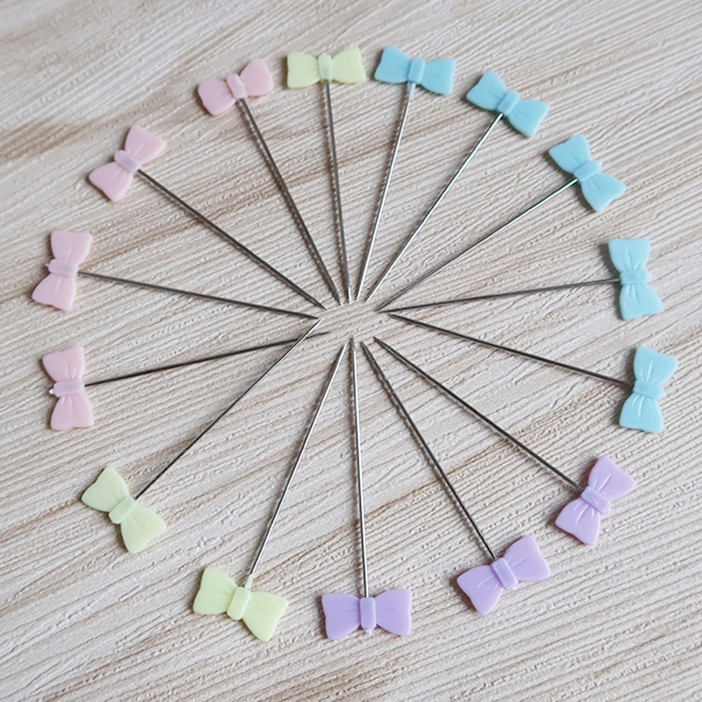 

50pcs Sewing Box Colorful Flat Bowknot Head Straight Clothing Accessories Needle for Craft Decoration Dressmaker DIY