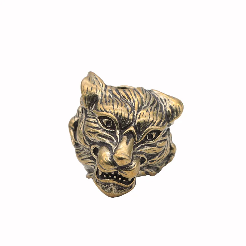 Pendentif en laiton motif Tigre Féroce pour couteau, accessoire de bracelet tressé en paracorde, cordon de suspension pour lampe torche et paracorde de parapluie, pour EDC et activités de plein air