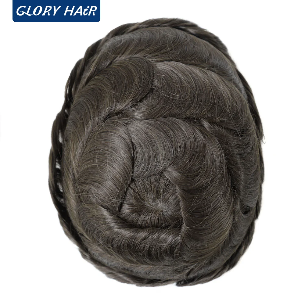 Gloryhair I Skin protesi capillare da uomo 0.12-0.14mm parti uniche uomini umani indiani parrucca per capelli Topuee parrucca di spedizione gratuita