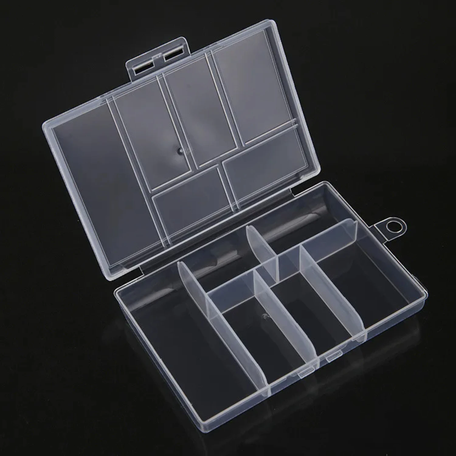 6-grids Plastic Desktop Organizer Transparent Jewelry Earrings Screw Nails Part  Box With Cover Practical Clear Container