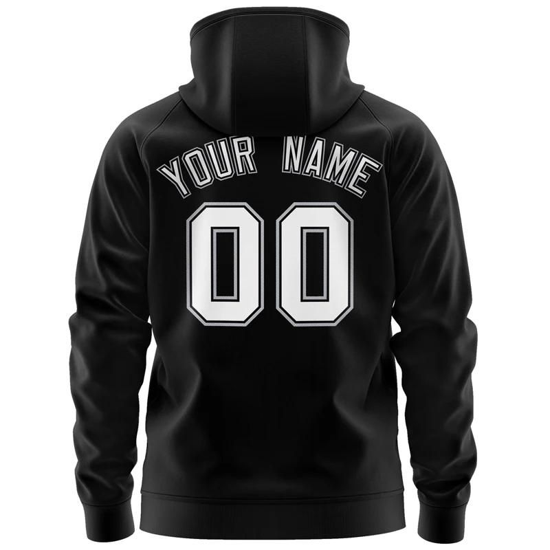 Custom Zipper Black Hoodie Jacket for Men/Youth Stitched Text Logo Personalized Hip Hop Full-Zip Sweatshirts