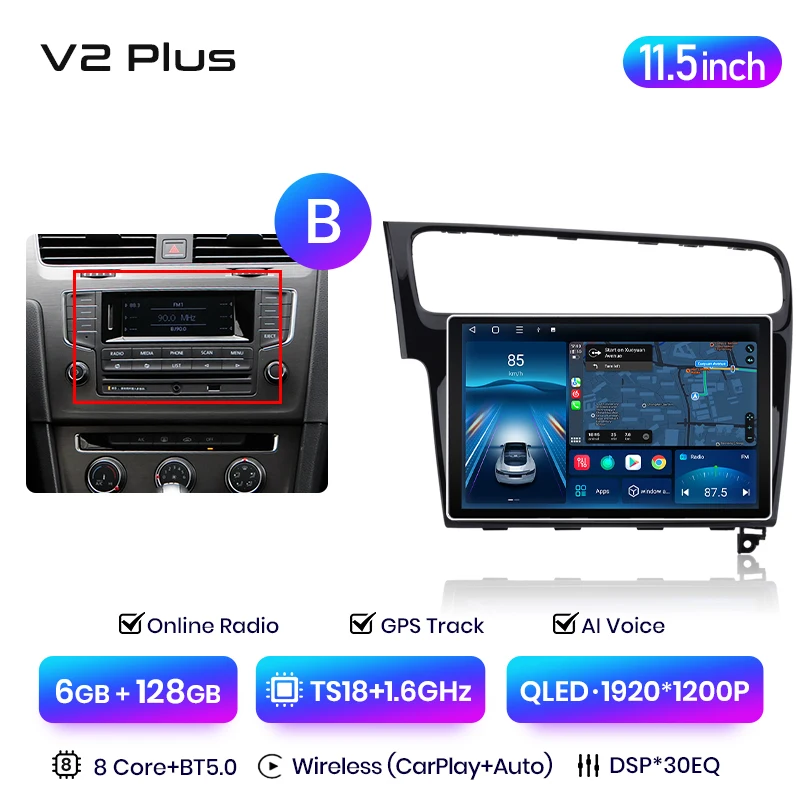 Junsun V3 Plus 2K Draadloze Carplay Android Auto Intelligente Systemen Voor Vw Volkswagen Golf 7 2013-2017 Autoradio