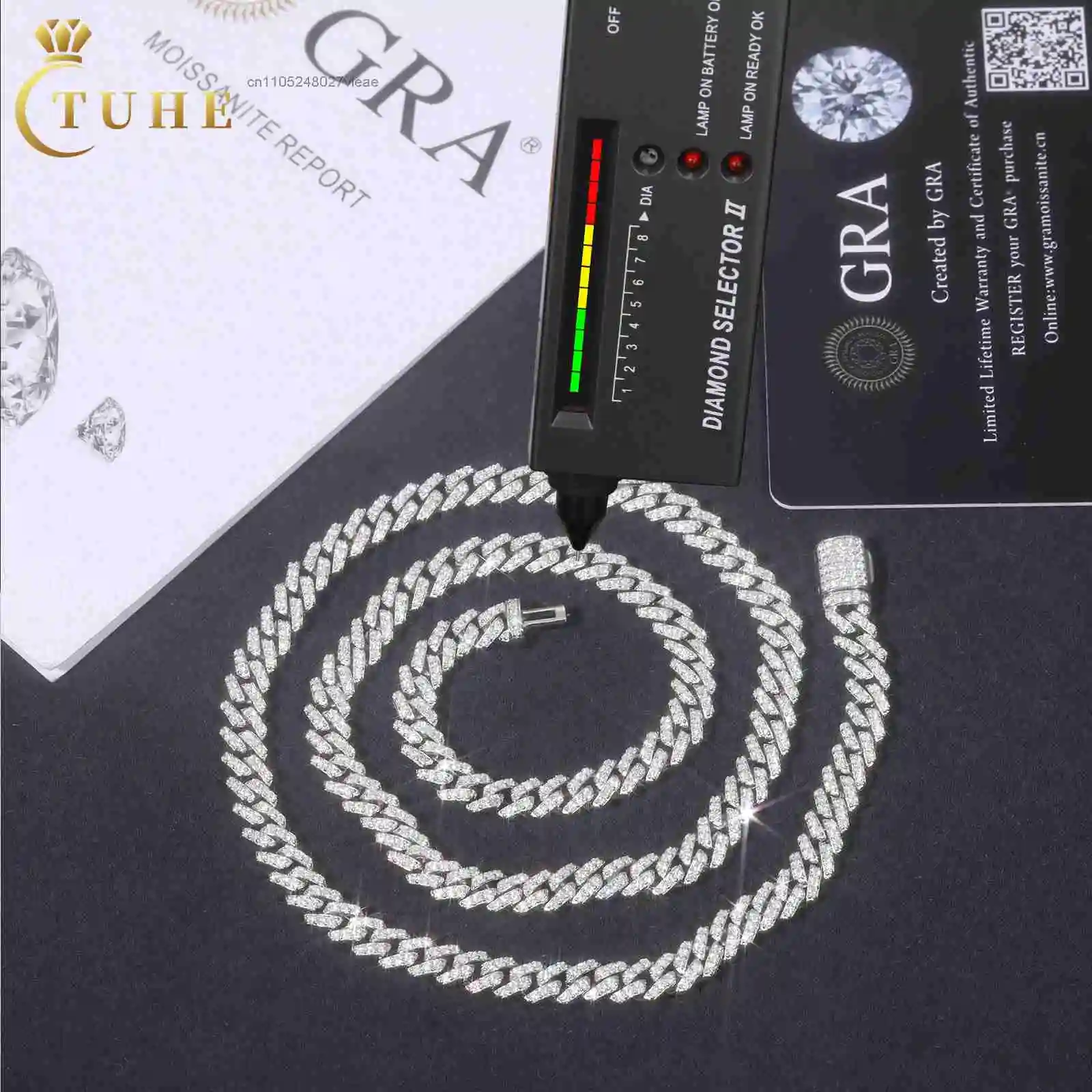 Hip Wholesale Factory Hop Jewelry Mens 6mm 925 Sterling Silver VVS Moissanite Diamond Iced Out Cuban Link Chain Necklace..