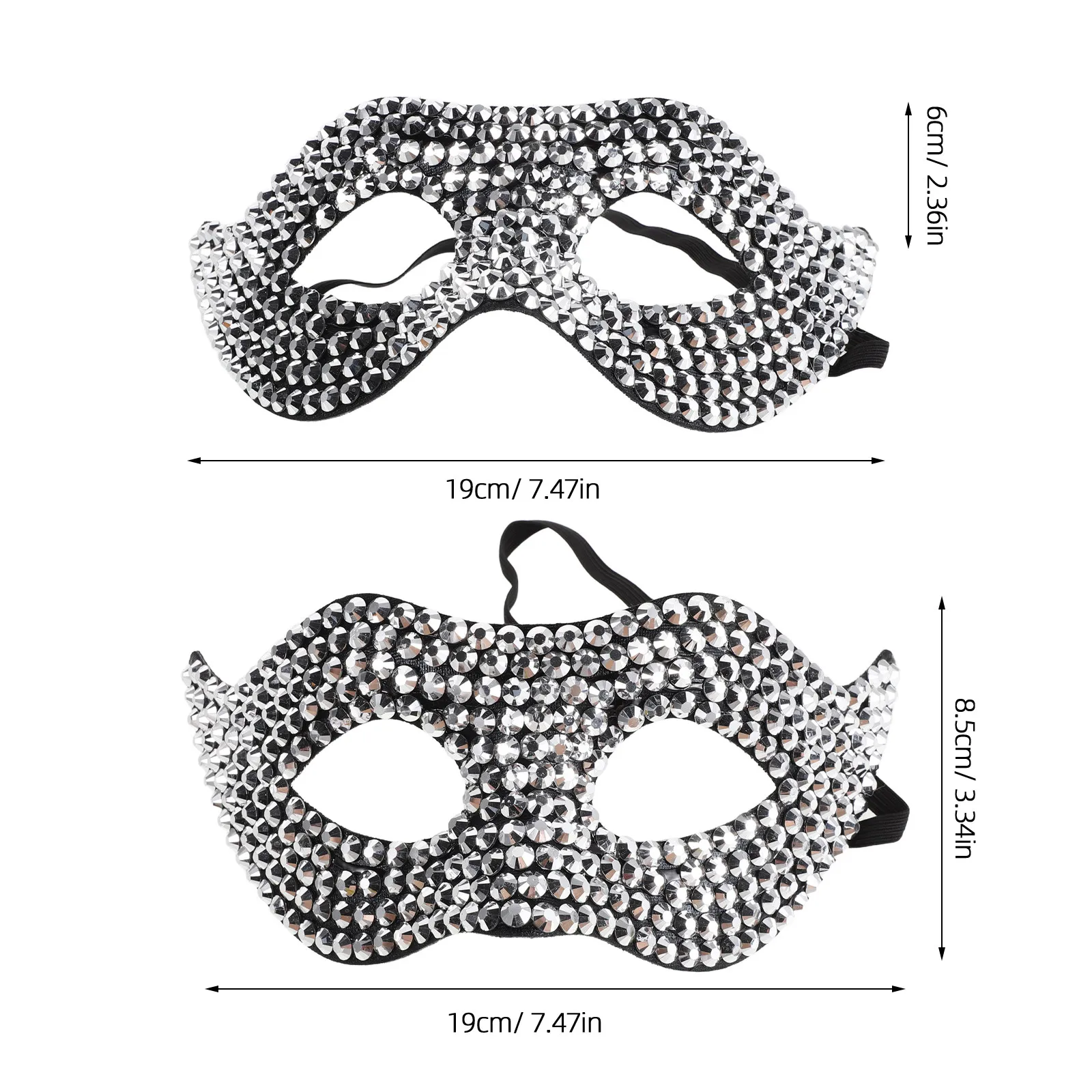 Rhinestone Mask Elegant Shiny Crystal Embellished Face Cover for Costume Party Carnival Masquerade Ball Dancing Performance