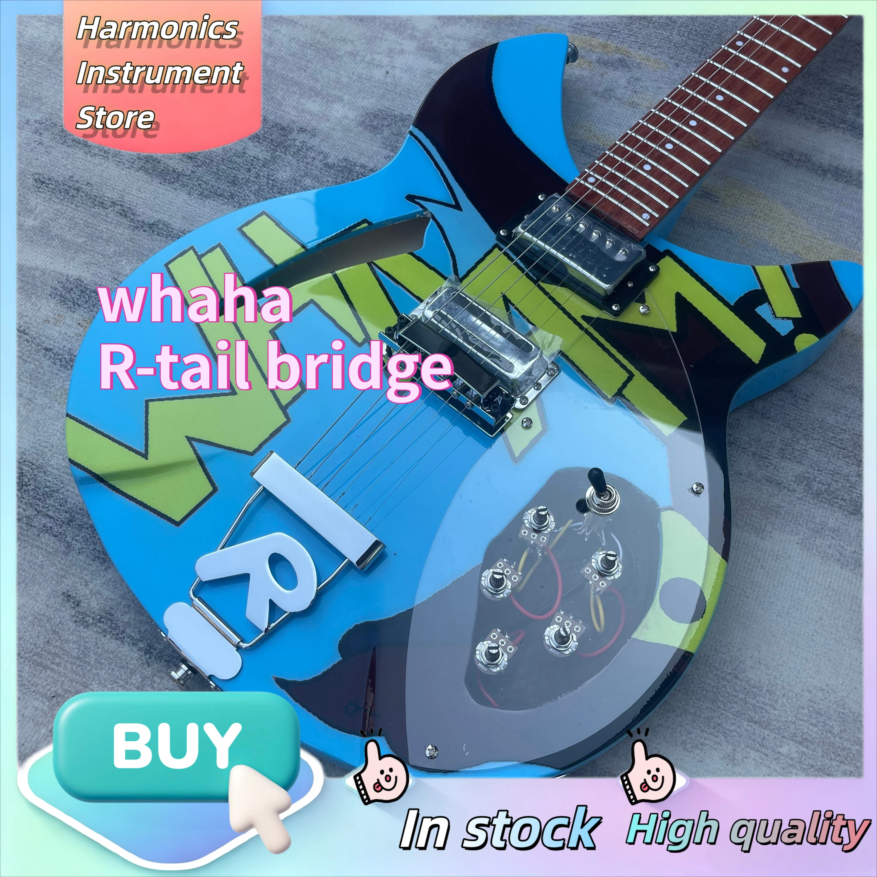 Blue Earth Whaha R‑Style Semi‑Hollow Guitar, Classic 330 Dual Humbucker Pickups, Floating Bridge, Vintage Pop Rock