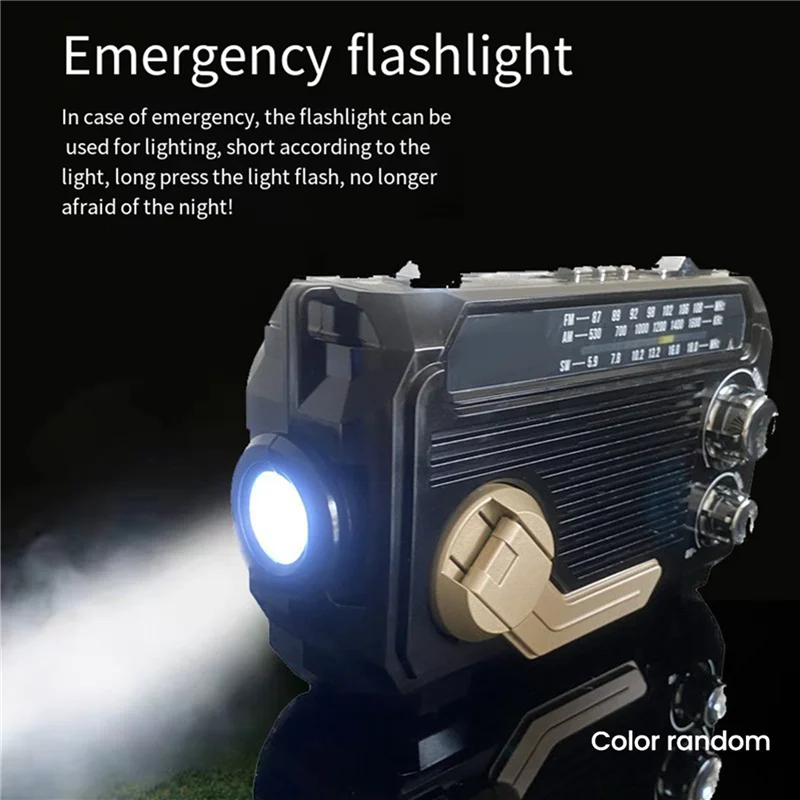 

FULL-2X Radio Hand Crank Power Generation Solar Charging Three-Band Bluetooth Card MP3 Multifunction Play Radio