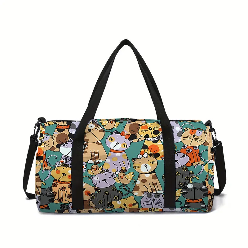 Classic animal horse panda cat dog 3D Printed Large Capacity Travel Bags Barrel Shape Crossbody Bag Sports Bags Gym Yoga Bag