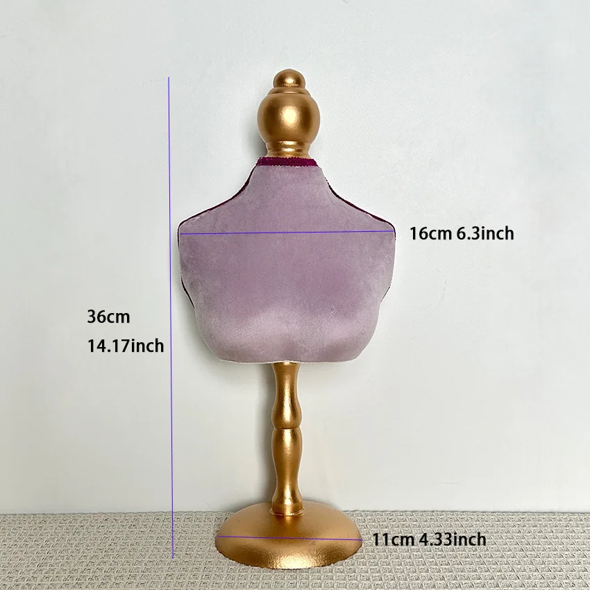Luxury Lavender Velvet Necklace Display Stand - Multi-Level Earring Showcase with Crystal Pillars, Premium Jewelry Organizer