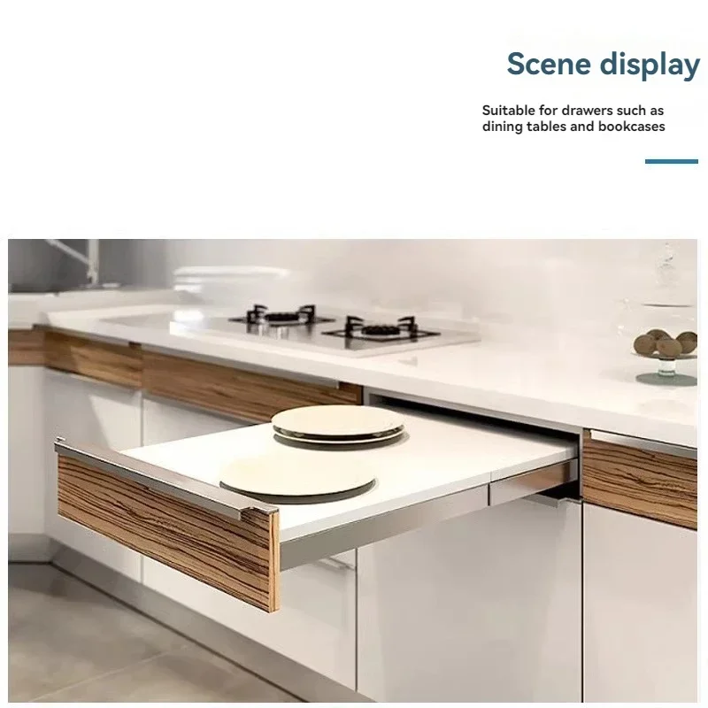 New  Cabinet Table Drawer Slide Track Hidden Flat Push Multi-section Pull-out Telescopic Folding Guide Hardware