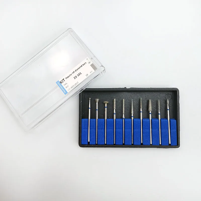 10pcs/box Dental Burs Polishing Head Sintered Diamond KITs 1.6-6.0mm Dentistry Drill Bits Lab Abrasive Material Tool Supplies