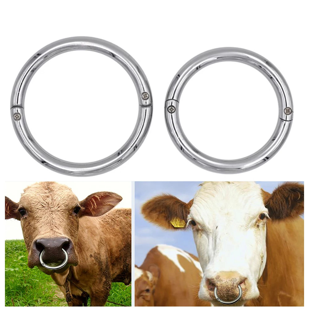 Bovine Cattle Cow Calf Nose Ring Weaner Bull Nose Hook Spring Loaded Holder For Secure Carbon Steel Livestock Farming Tools