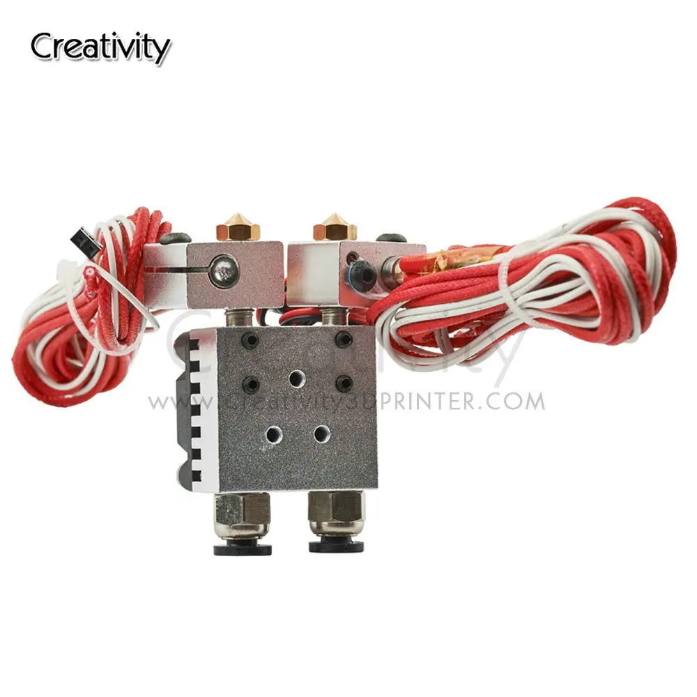 

2 In 2 Out Extruder All Metal For 3D Chimera Hotend Kit with Fan Multi-extrusion V6 Dual Extruder 0.4mm/1.75mm 3D Printer Part