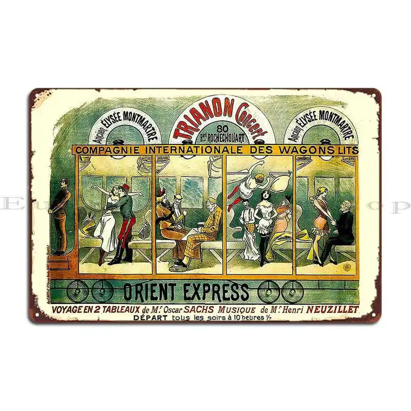 Orient Express Vintage Railway Line Advertising Print Metal Sign Living Room Poster Bar Garage Print Tin Sign Poster