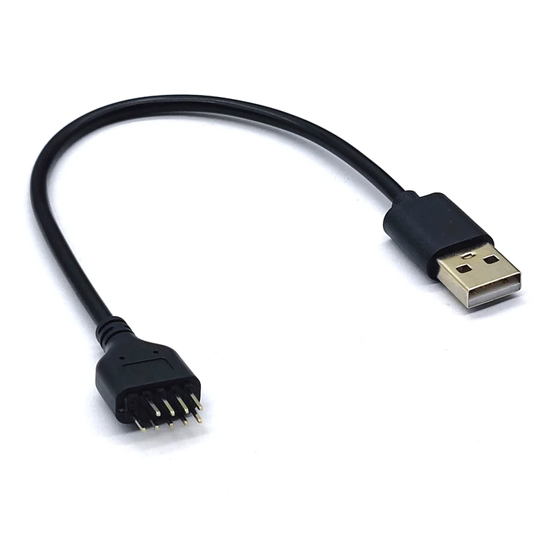 جديد USB موصل USB تمديد كابل USB2.0 إلى 9Pin Conector 9 دبوس ذكر إلى USB خارجي ذكر الكمبيوتر اللوحة الرئيسية كابل البيانات الداخلية