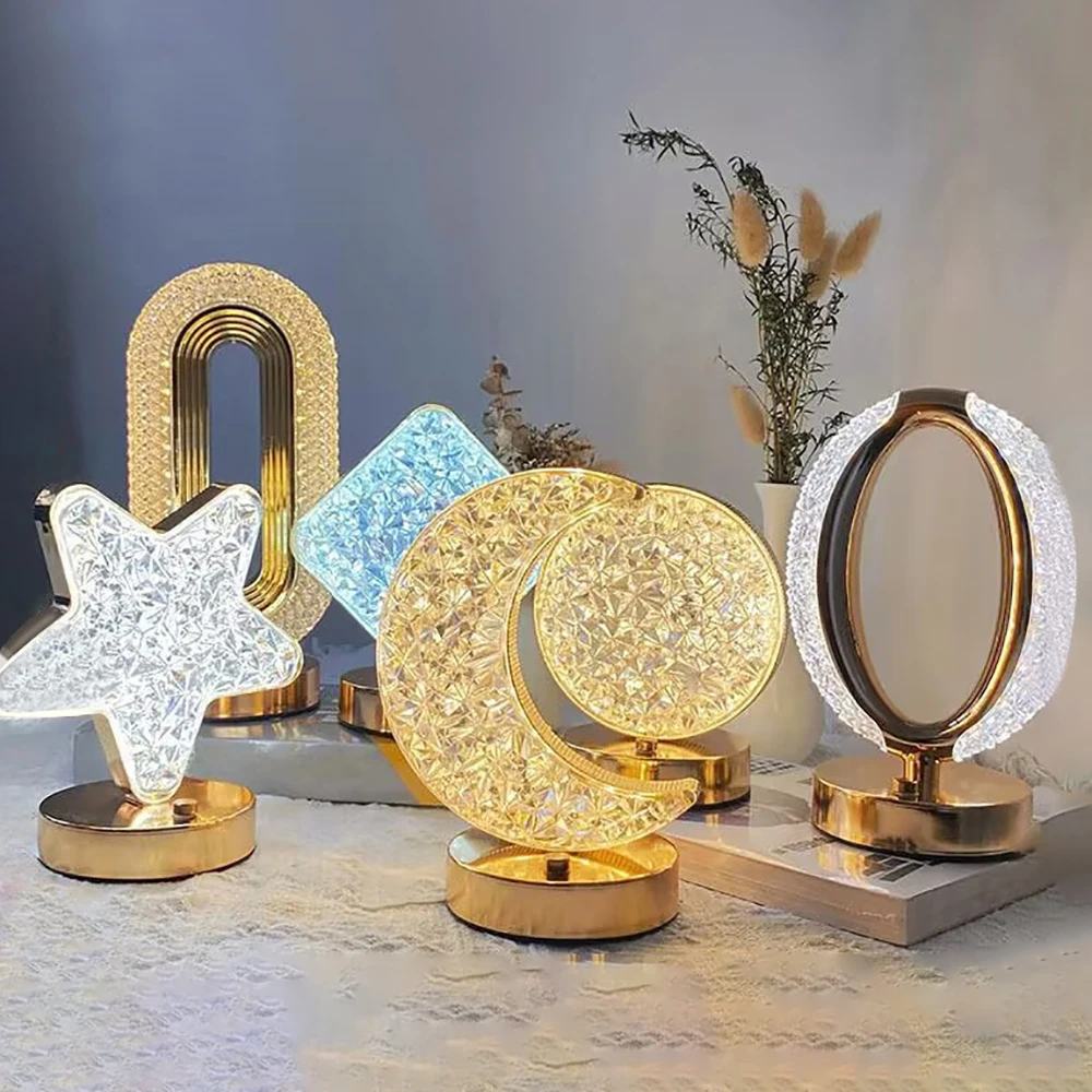 Toque 3d cristal lua pista quadrado estrela bola led night light usb recarregável galáxia lâmpada mudança de cor crianças quarto decoração casa