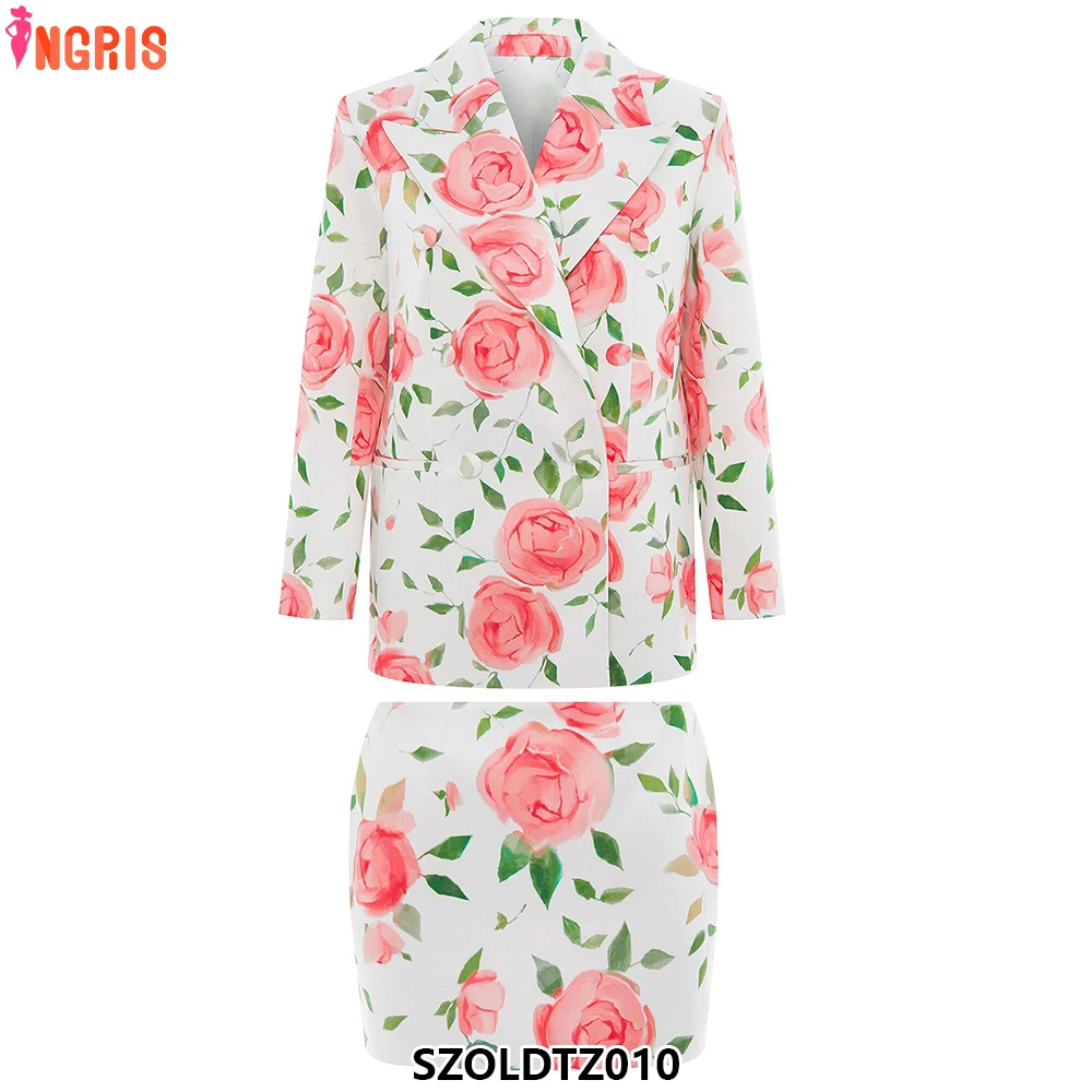 

High quality plus size women's double chest suit jacket women's floral two piece suit women-SZOLDTZ010