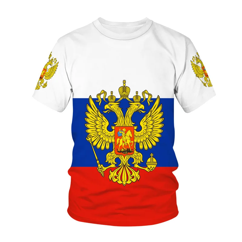 

Summer trend new 3D printed handsome Russian short sleeved personalized casual round neck fashionable T-shirt for men