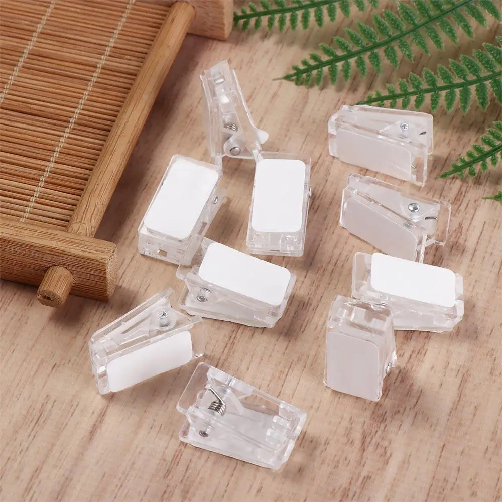 10pcs Plastic Self-Adhesive Clips Portable Double Sided Wall Clips Small Clear Spring Clips Home Office Display 2