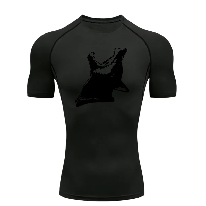 Roaring Dog Print 2026 Herren Sport-T-Shirt Training Fitness Kompression Herren Lauf-T-Shirt Herren Stretch-T-Shirt Gymshark