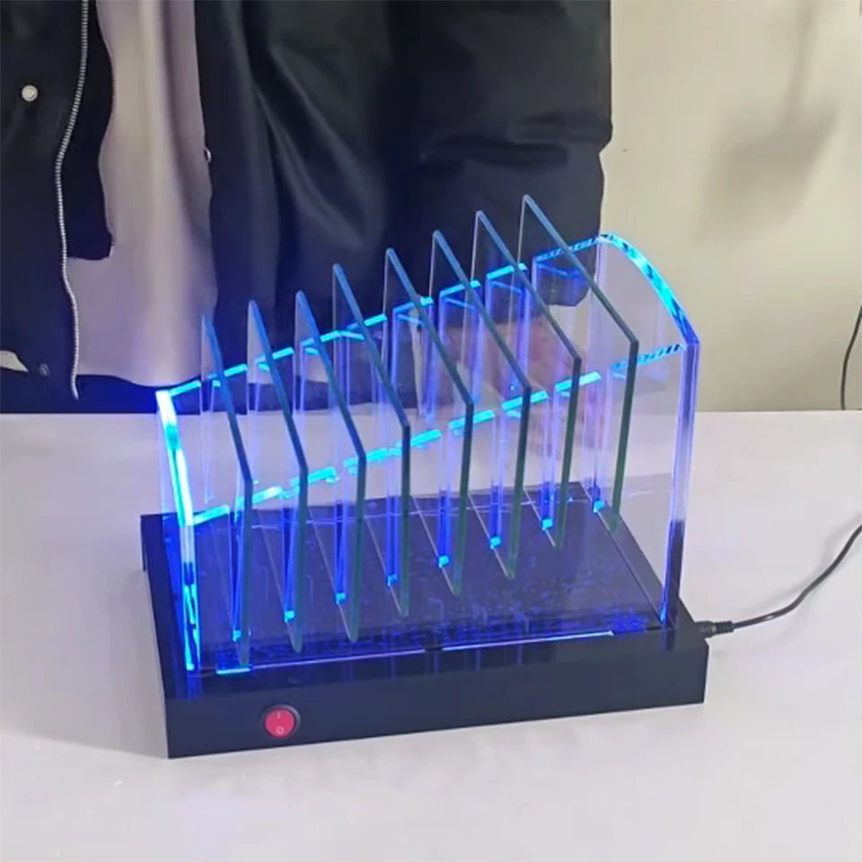 

8 Slot Tempered Glass Test Panel Storage Rack With LED Light, Glass Panel Holder for Solar Film Sample Testing & Evaluate ST-A42