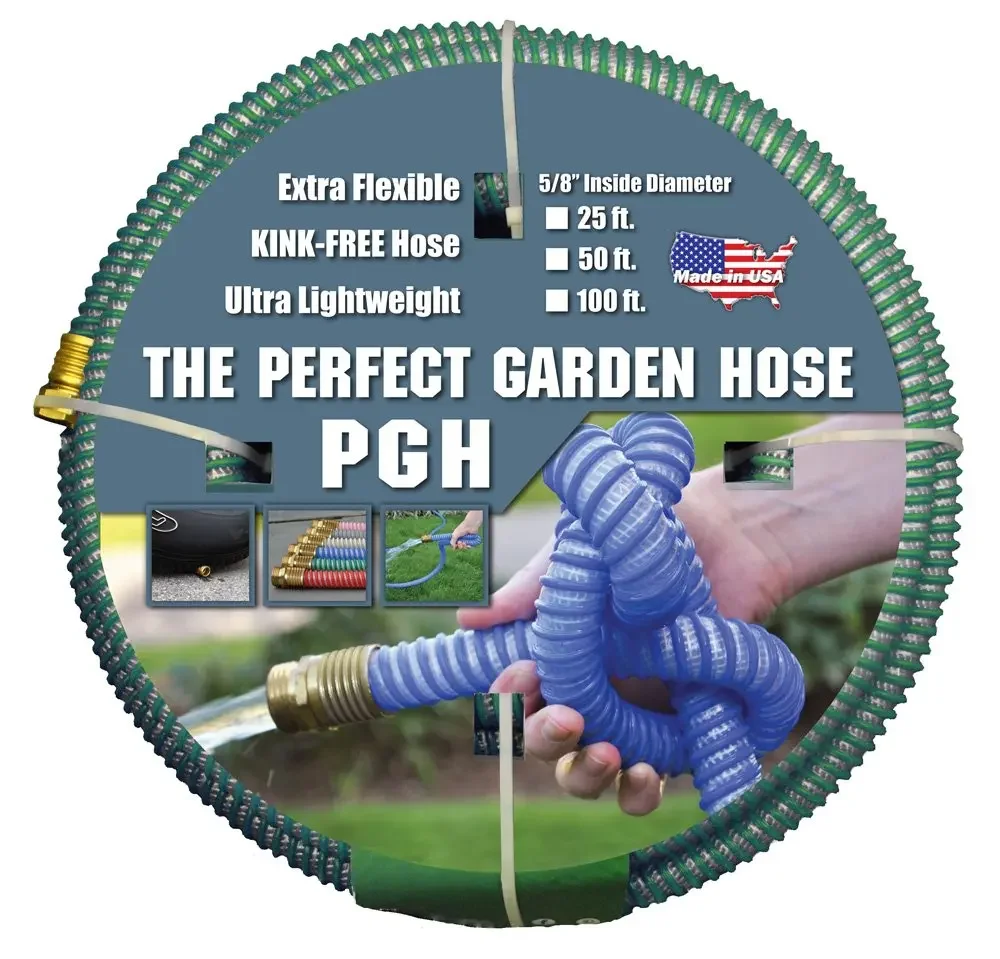 

The Perfect Garden Hose, Kink Proof Garden Hose Assembly, Green, 5/8" Male x Female GHT Connection, 5/8" ID, 50 Foot Length