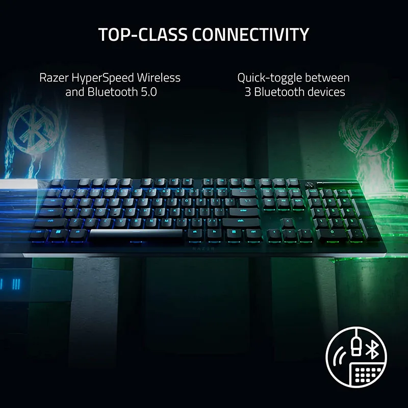 Original Razer DeathStalker V2 Pro Wireless Low-Profile RGB Gaming Keyboard: Linear Optical Switch and Clicky Optical Switch