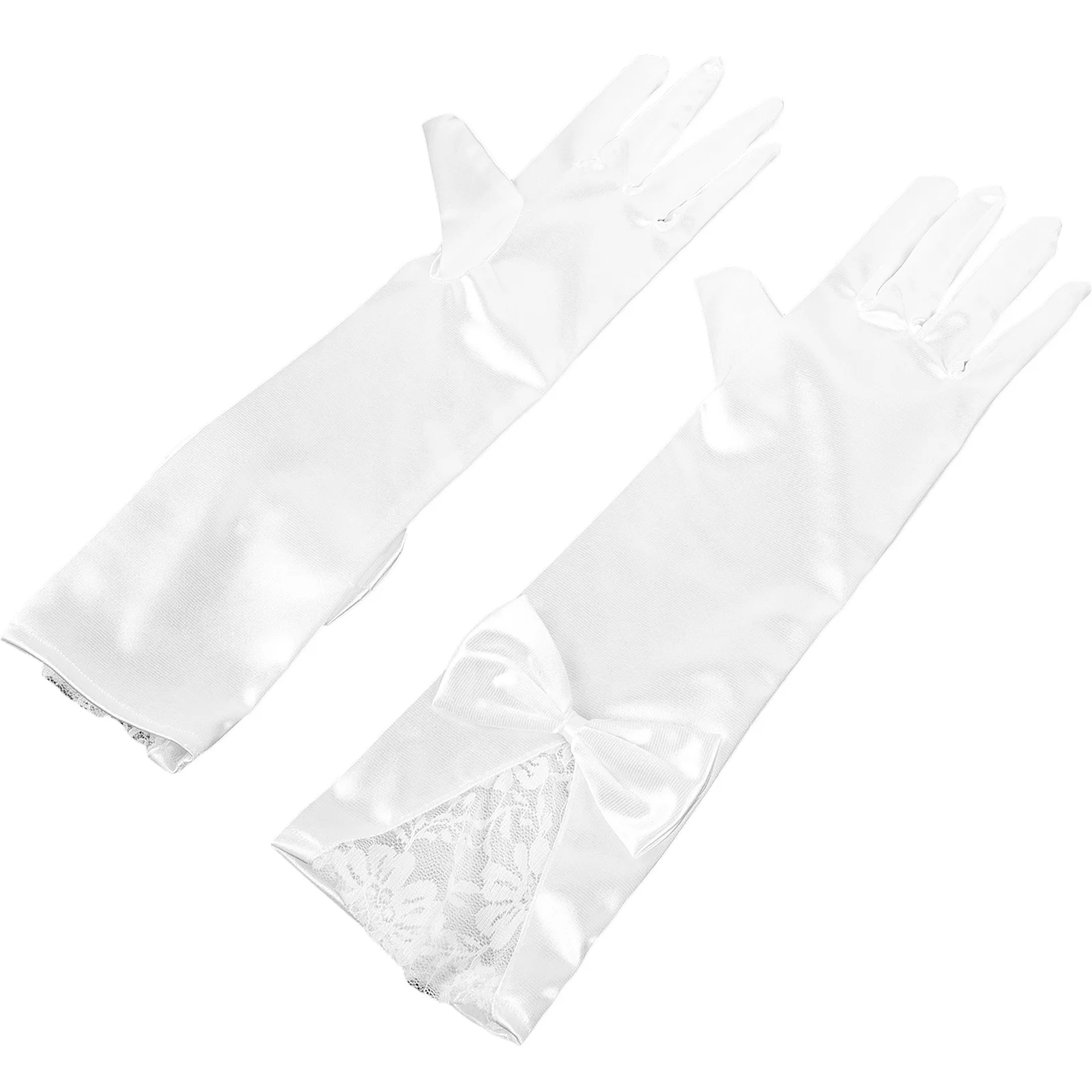 1 Pasang Sarung Tangan Pengantin Aksesori Gaun Pengantin Elegan Renda Panjang untuk Sarung Tangan Pengantin Pesta Prom dan Ulang Tahun