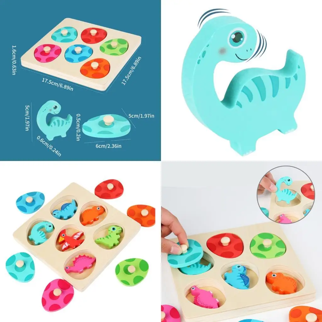 

Kids Educational Puzzle Dinosaur Eggs Pegged Puzzle Improves Hand Eye Coordination Early Learning Board Game Toy A2UB