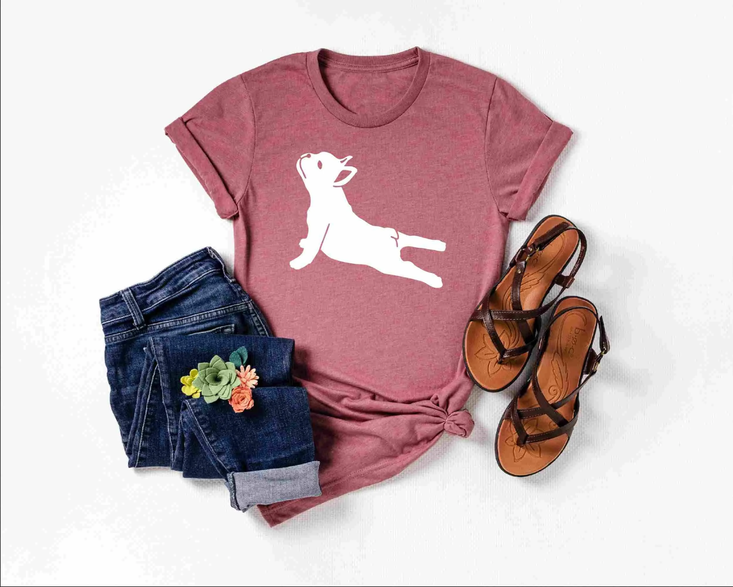 French Bulldog Yoga T Shirt Lover Funny Dog Frenchie Mom