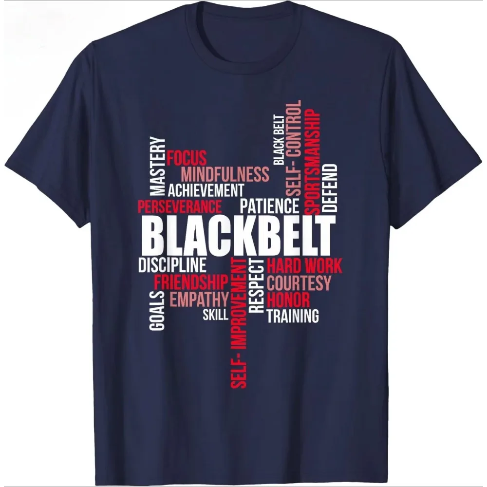 TKD Korean Martial Arts Fighter Graphic T-Shirt Men Women Black Belt Print 100% Cotton Short Sleeve Streetwear Tops