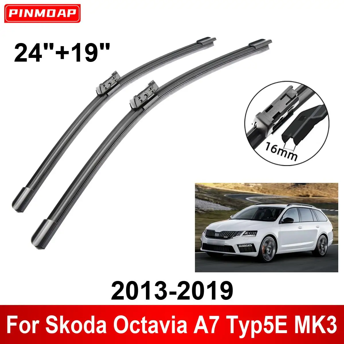 シュコダ用フロントおよびリアワイパーブレード,カーブラシ,カッターアクセサリー,オクタビア,a7,タイプ5e,mk3,2013-2019, 24