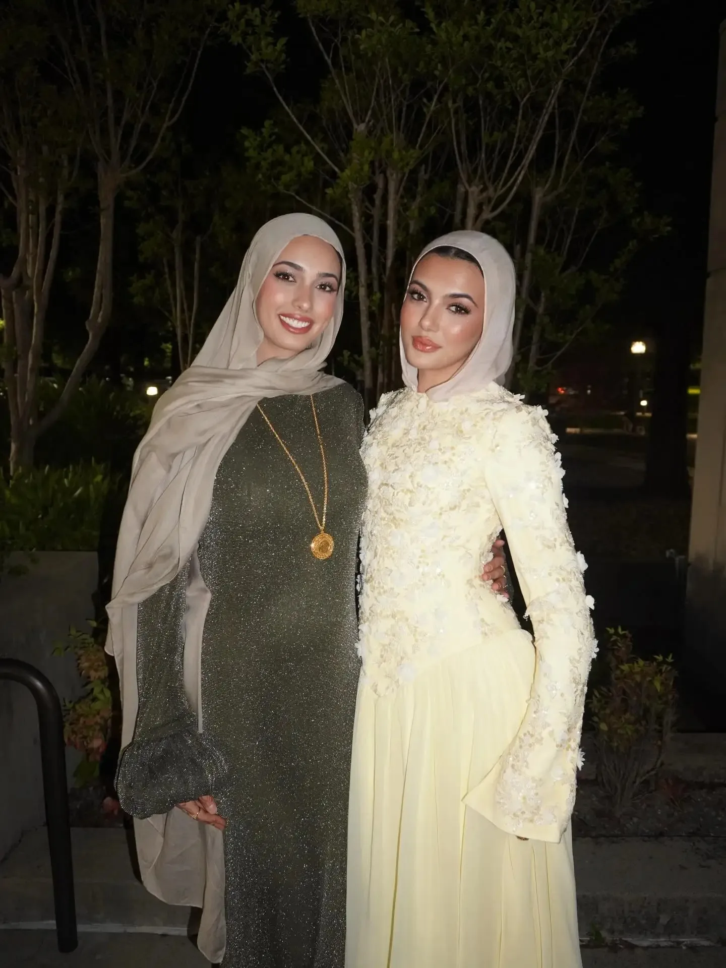 Muslim High Necked Long Sleeved Embroidered Sequin Embroidery Chiffon A-line Wedding Guest Party Dance Dress Customization
