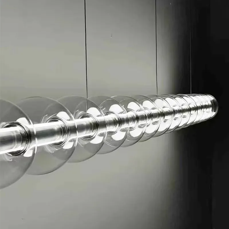 Postmodern minimalist creative strip restaurant chandelier cafe window bar island lamp warm white