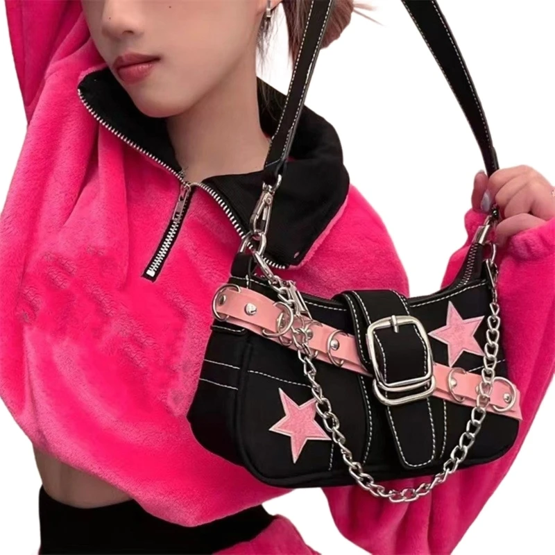 Bolsa harajuku escura legal com alça feminina bolsa crossbody bolsa mensageiro elegante e74b