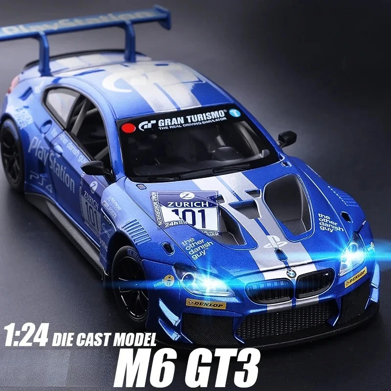 

1:24 M6 GT3 Le Mans Alloy Racing Car Model Diecasts Metal Toy Sports Car Model Simulation Sound Light Collection Gift F122