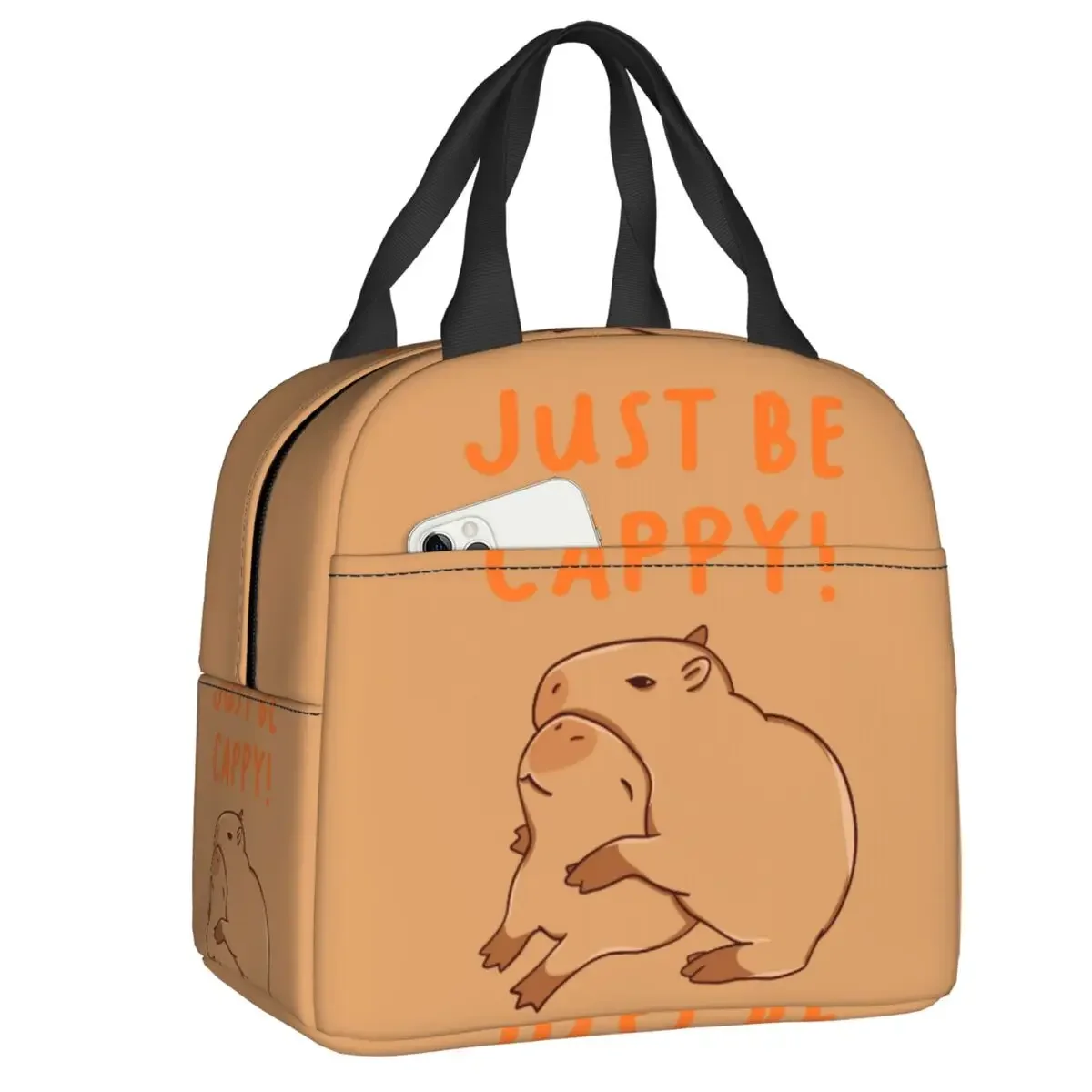 Custom Capybara Couple Kiss Portable Lunch Box for Women Leakproof Cooler Thermal Food Insulated Lunch Bag Kids School Children