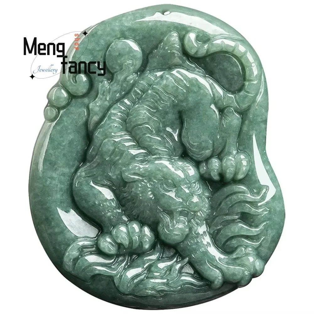 Natural A-goods Jadeite Zodiac Tiger Roar Shenwei Pendant Exquisite Retro Best Selling Handicraft Mascots Fashion Luxury Jewelry