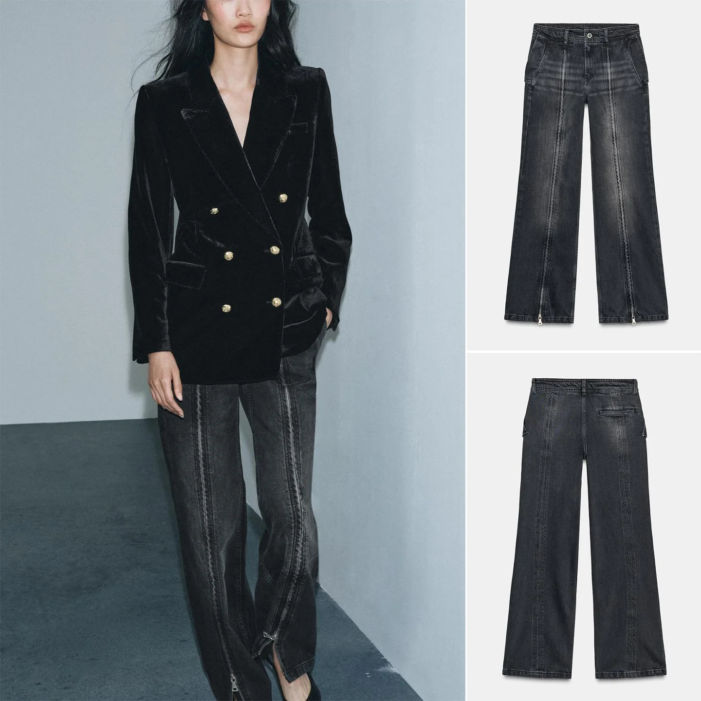 

Новые зимние женские повседневные джинсы со средней талией и широкими штанинами на молнии, удобные джинсы из полиэфирного волокна, прямой крой