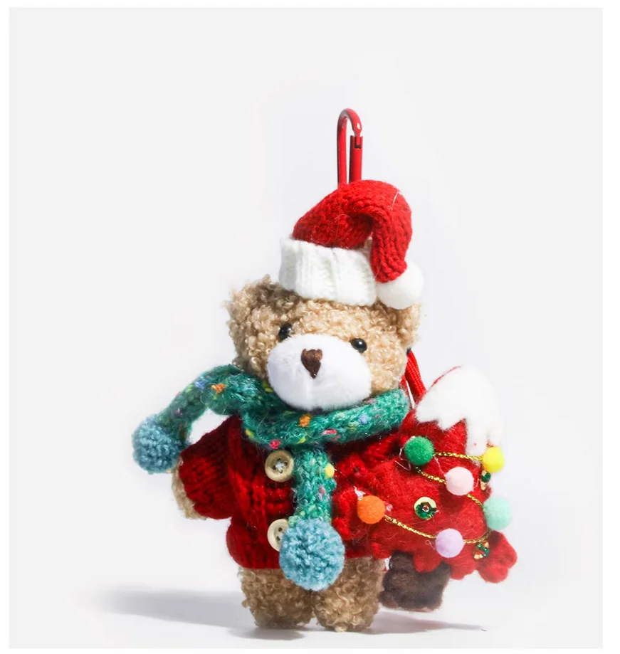 Christmas gift scarf bear bag pendant car key chain super cute sugar-coated berry white bear gift.