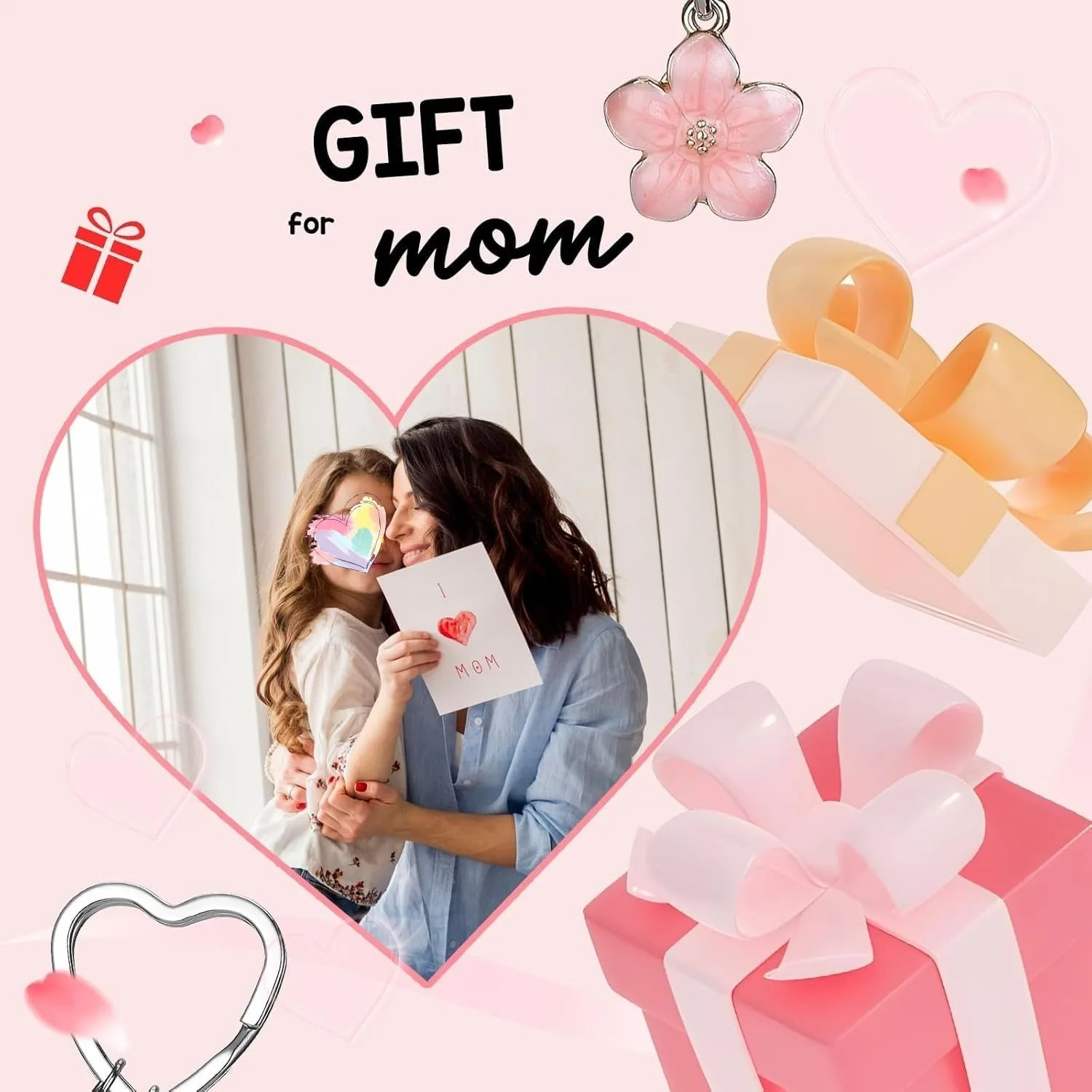 2 Piece Matching Metal Heart Keychain Set for Mother And Daughter Charm for Purse Ideal Gift for Moms And Daughters