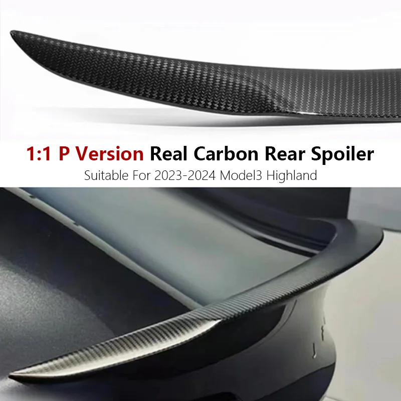 

Real 100% Carbon Fiber Original P Version Rear Spoiler for Tesla 2023+ Model 3 Highland Auto Accessories Model 3 Performance