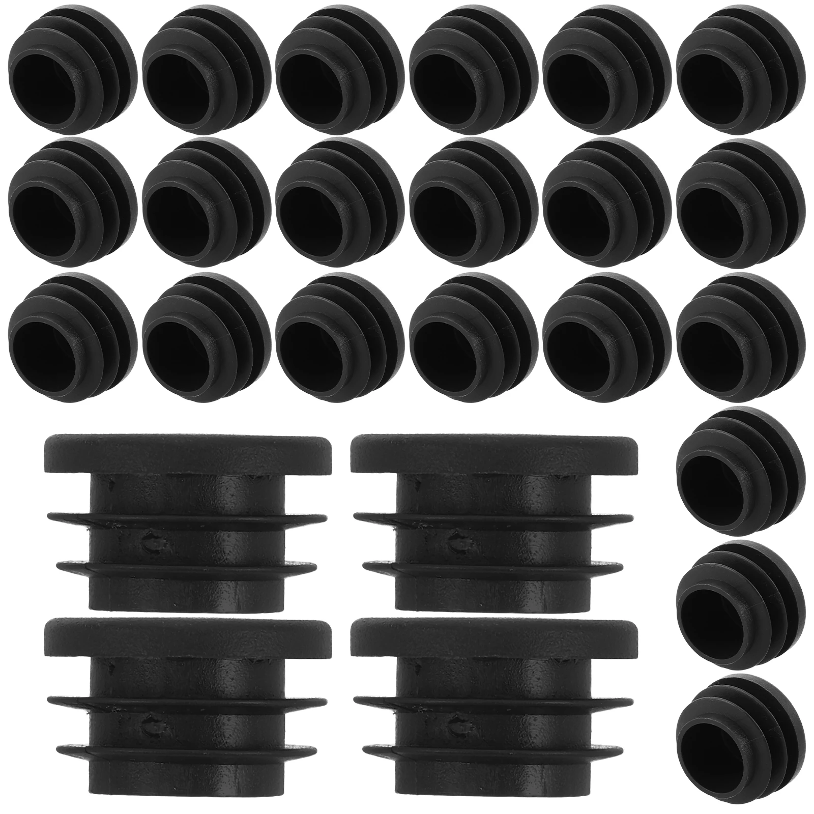 

40 pcs Plastic Plug Circular Hole Chair Leg Plugs Black Round Inserts For Furniture Anti Slip Floor Protection Tubing End Caps