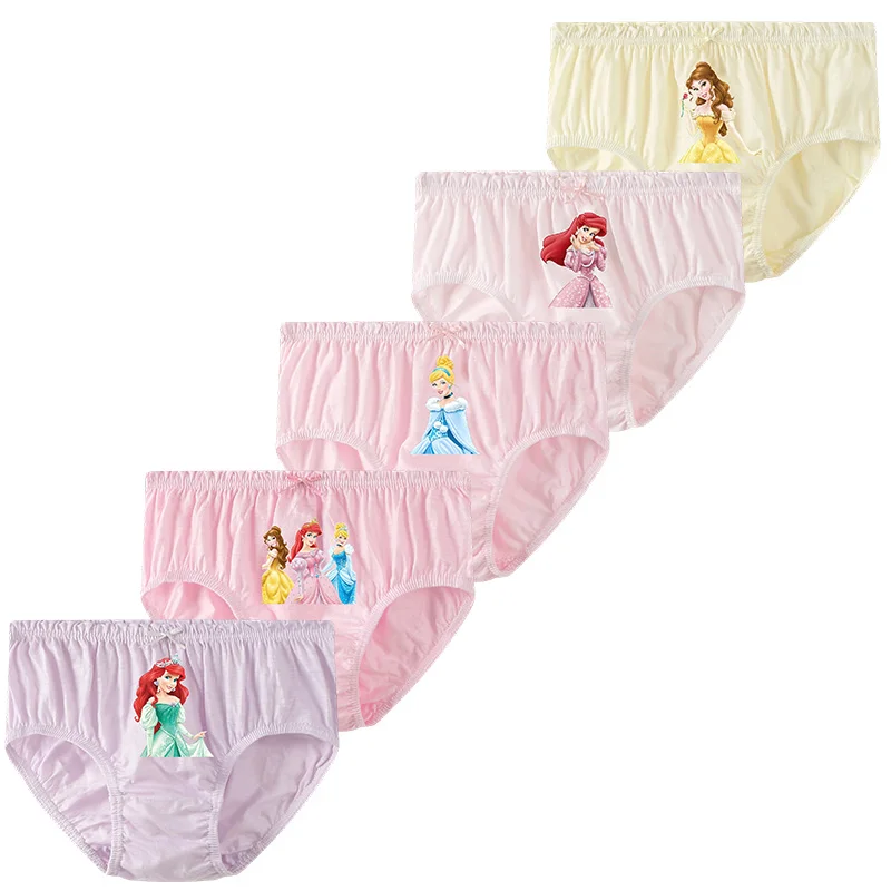 5-Piece Queen Princess Cartoon Panties For Girls Pure Cotton Girls Briefs Print Children's Triangle Underwear Comfortable Fit