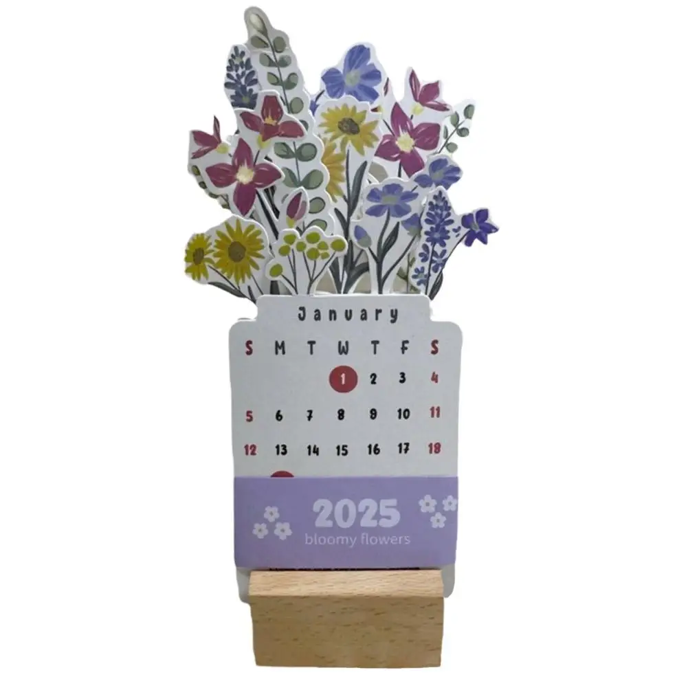 Calendrier de bureau, 2025 fleurs fleurissent sur le bureau, E9k6