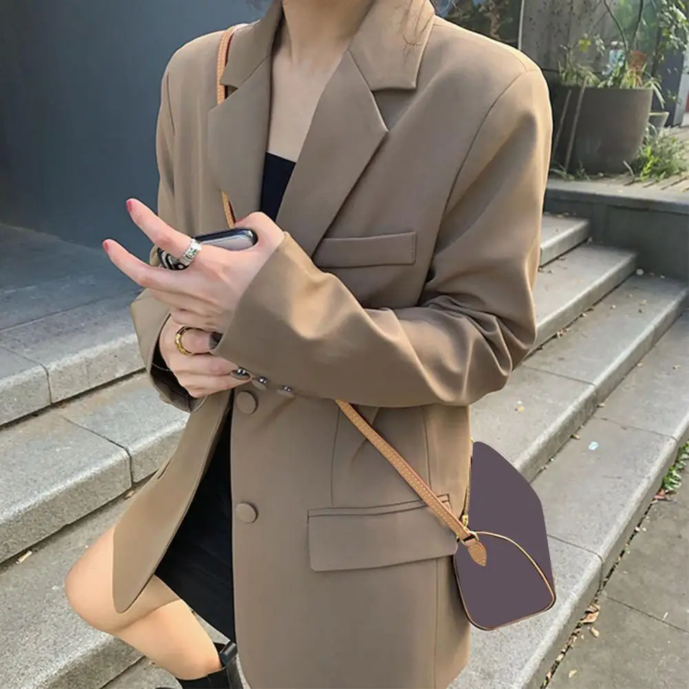 Single Breasted Suit Coat Elegant Lapel Women's Suit Coat Flap Pocket Single Breasted Loose Fit Work Outwear with Cuff Button